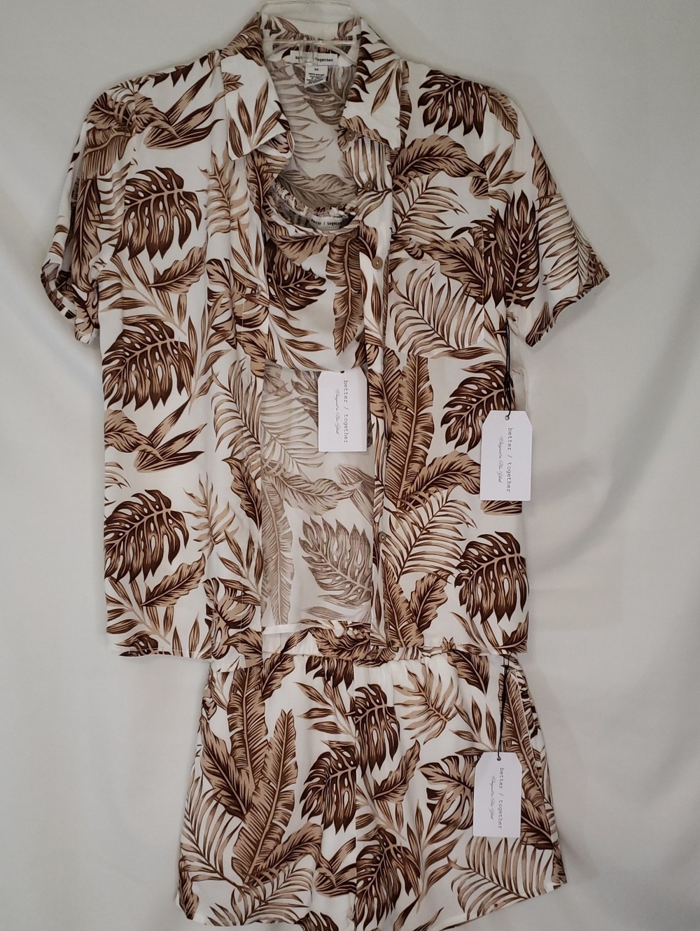 Better Together 3-piece Shirt, Shorts, Bandeau Tropical Print Set